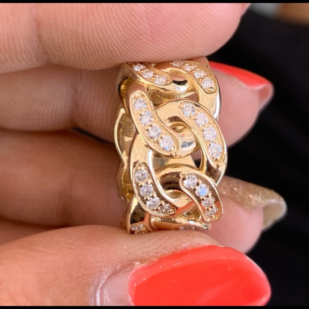 14Kt gold Daimond Cuban ring